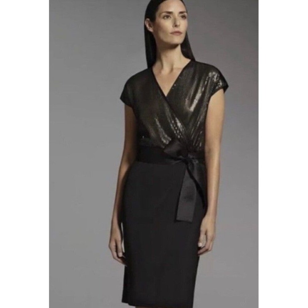 Narciso Rodriguez For Design Nation Women's Black V-Neck Sequin Dress Sz M Chic